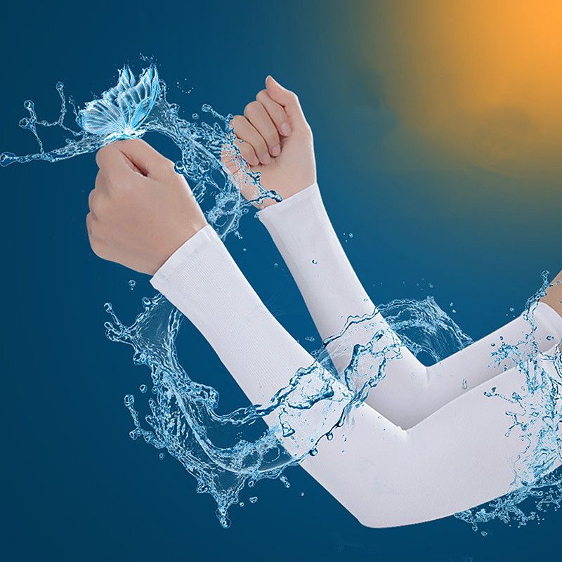 Tmoy UV Năng Lượng Mặt Trời Tay Nữ Nam Đi Xe Đạp Găng Tay Ngón Mát Muff Mùa Hè Ice Silk Co Giãn Cánh Tay Lái Xe Chống Nắng Tay TCVN