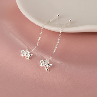 Dây Tai Sen Mạ Bạc 925 Nữ 2024 Thiết Kế Mới Phong Cách Trung Hoa Mới Phong Cách Trung Hoa Thời Trang Bông Tai Sen Sang Trọng