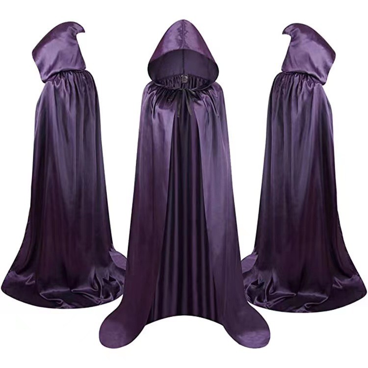 5y Halloween áo choàng đen chết áo choàng có mũ Phù thủy quỷ trang phục Ma cà rồng bữa tiệc trẻ em người lớn cosplay vải