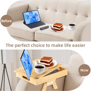 Trang Trí Nhà Cửa Sofa Tay Khay Hai Lớp Có Hộp Bảo Quản Có Thể Điều Chỉnh Chiều Rộng Sofa Tay Khay Bàn Với Đường Sắt Trượt