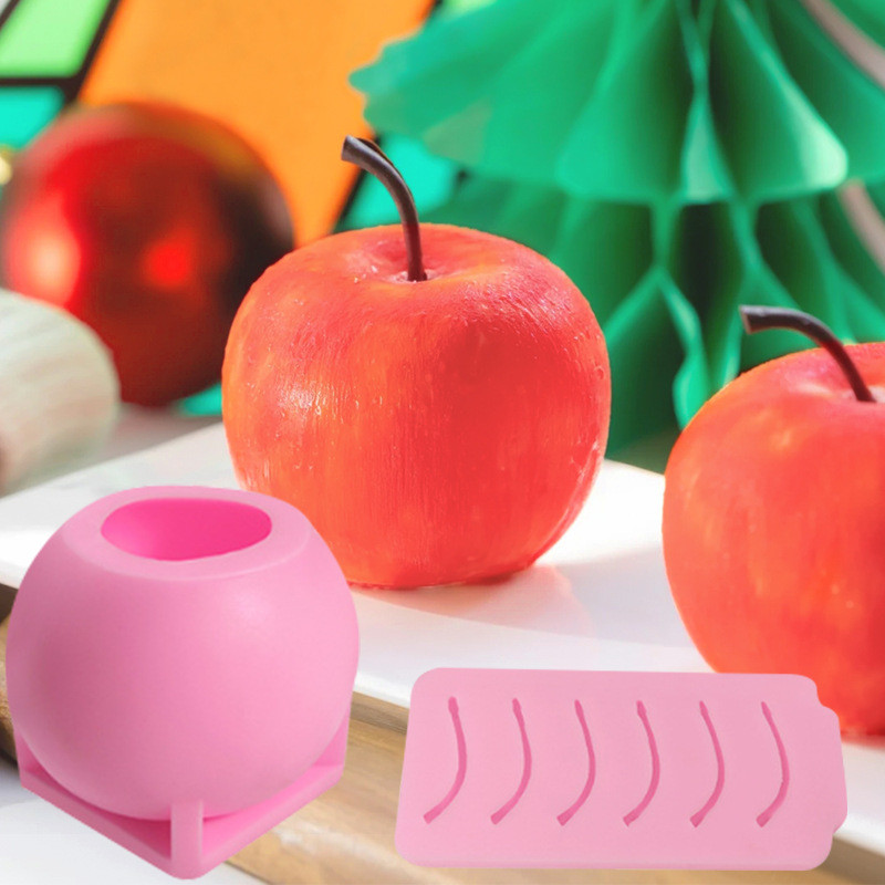 Giáng Sinh Apple Mousse Khuôn Silicon Đêm Giáng Sinh 3D Apple Pháp Trái Cây Mousse Sô Cô La Nến Khuôn Làm Bánh DIY Khuôn