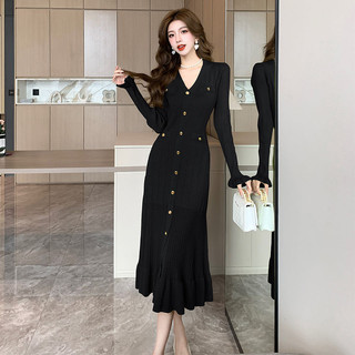 Thu Đông 2024 Phong Cách Mới Dài Tay Người Nổi Tiếng Pháp Sang Trọng Slim-Fit Đuôi Cá Một Cánh