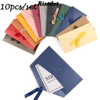 10 Cái / bộ Phong Bì Đám Cưới Mời Quà Tặng Nơ Văn Phòng Phẩm Giấy Ngọc Trai Envelop