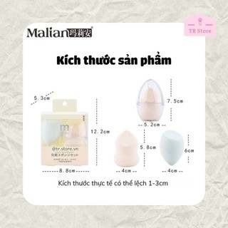 Set 2 mút trang điểm tán kem nền Malian Nhật 2 kiểu dáng kèm 1 hộp đựng