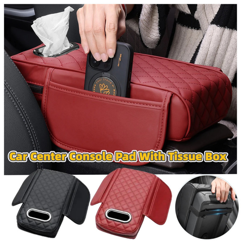 Đa Năng Xe Tay Đệm Thảm Khăn Giấy Hộp Đựng Trung Tâm Bảng Điều Khiển Bao Da PU Tay Miếng Lót Di Động Tay Xe Tay Gối Bao Chiều Cao Miếng Lót