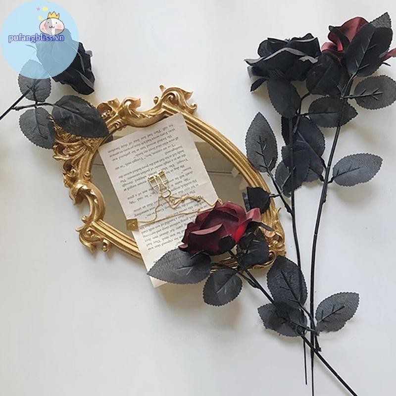 Pufangbliss Gothic Hoa Hồng Đen Nhân Tạo Hoa Mô Phỏng Hoa Len Hoa Hồng Hoa VN