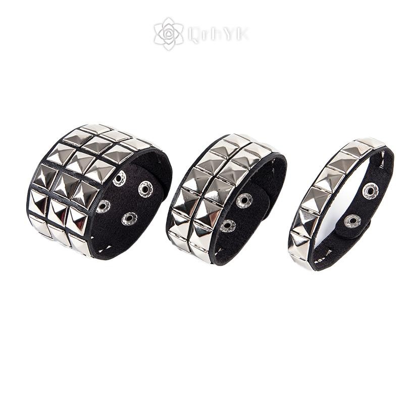 Qrhyk Độc Đáo Đinh Tán Đinh Tán Rộng Vòng Tay Punk Gothic Rock Unisex Lắc Tay Nam Trang Sức Mới