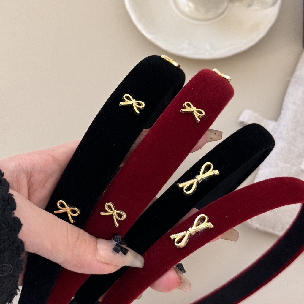 Retro Nơ Nhung Tóc Hoop Nữ Tóc Hoop