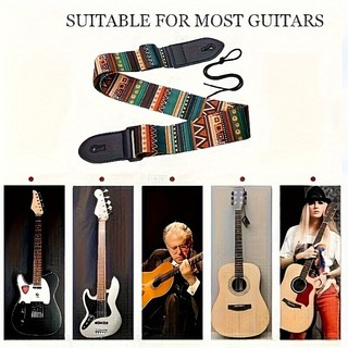 Dây đeo đàn Guitar họa tiết Bohemian, Phụ kiện đàn Guitar giả da có thể điều chỉnh, Polyester dày, dành cho đàn Guitar điện, Bass và đàn Ukulele - Dây đeo vai đàn Guitar có khóa