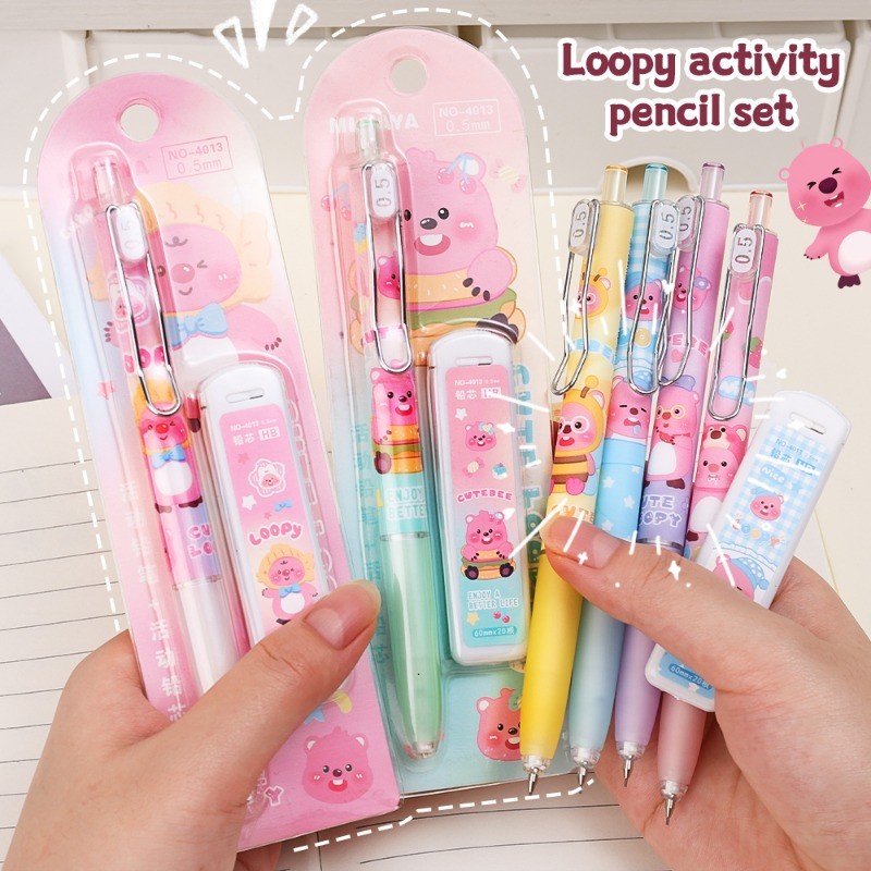 [Đặc sắc] Bút chì tự động Loopy 0,5mm - Đồ dùng văn phòng trường học - Phim hoạt hình, đầy màu sắc, dễ thương - Văn phòng phẩm dành cho học sinh - Bút chì vẽ - Bút chì viết Little Beaver