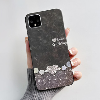 Dành Cho Google Pixel 4 XL Pixel4 Ốp Lưng Mới Nhất 2024 Thiết Kế Hoạt Hình Trái Tim In Hình Trái Tim Silicon Màu Đen Mềm Cho Pixel 4 XL 4XL Vỏ