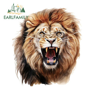 EARLFAMILY Lion Head Graffiti Phim Hoạt Hình Dán Xe Máy Ván Trượt Điều Hòa Không Khí Đề Can Thời Trang Chống Trầy Xước Phụ Kiện Xe Hơi
