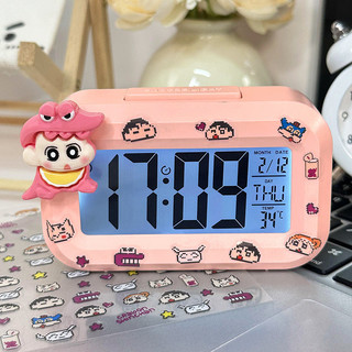 Đồng Hồ Báo Thức Điện Tử Để Bàn Cute Màn Hình LED Lớn - Kèm Charm & Sticker Hoạt Hình Dễ Thương