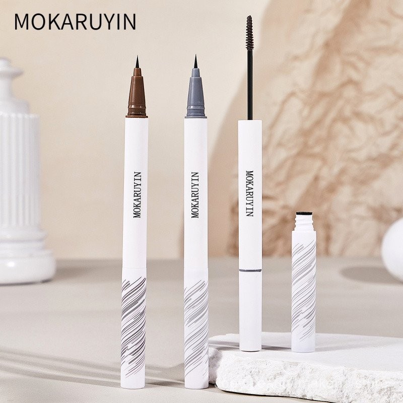 Bút kẻ mày nước tạo kiểu hai đầu Moka Ruyin để tô màu lâu trôi, chống thấm nước, chống mồ hôi, không nhòe, không phai màu, nhuộm lông mày QVFQ