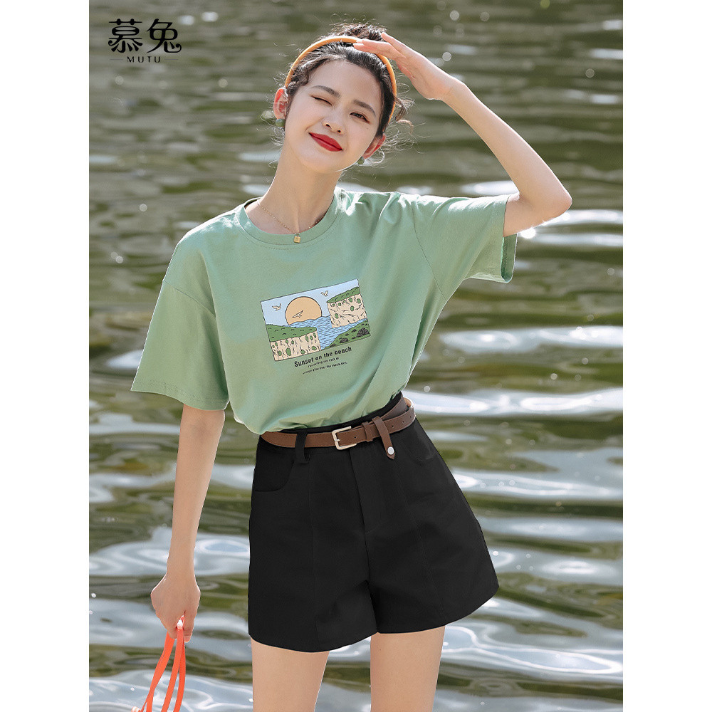 Thường Ngày Cao Cấp Quần Short Ống Rộng Nữ Mùa Hè 2025 Phong Cách Mới Rời Ôm Hơn Nhìn Quần Giữa Quần Trắng Crop Quần Mỏng Phong Cách