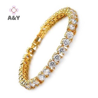 Vòng tay tennis nam phong cách hiphop với hạt zirconia cubic và cristal, phù hợp cho streetwear.