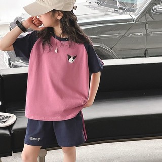 Set đồ thể thao Kuromi cho bé gái – Áo thun tay ngắn + quần short, phong cách Hàn Quốc dễ thương