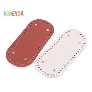 < Honeyba > 1 Đáy Dài Cho Túi Dệt Kim Da Đế Handmade Đáy Có Lỗ Túi Móc Tự Làm Phụ Kiện Đáy