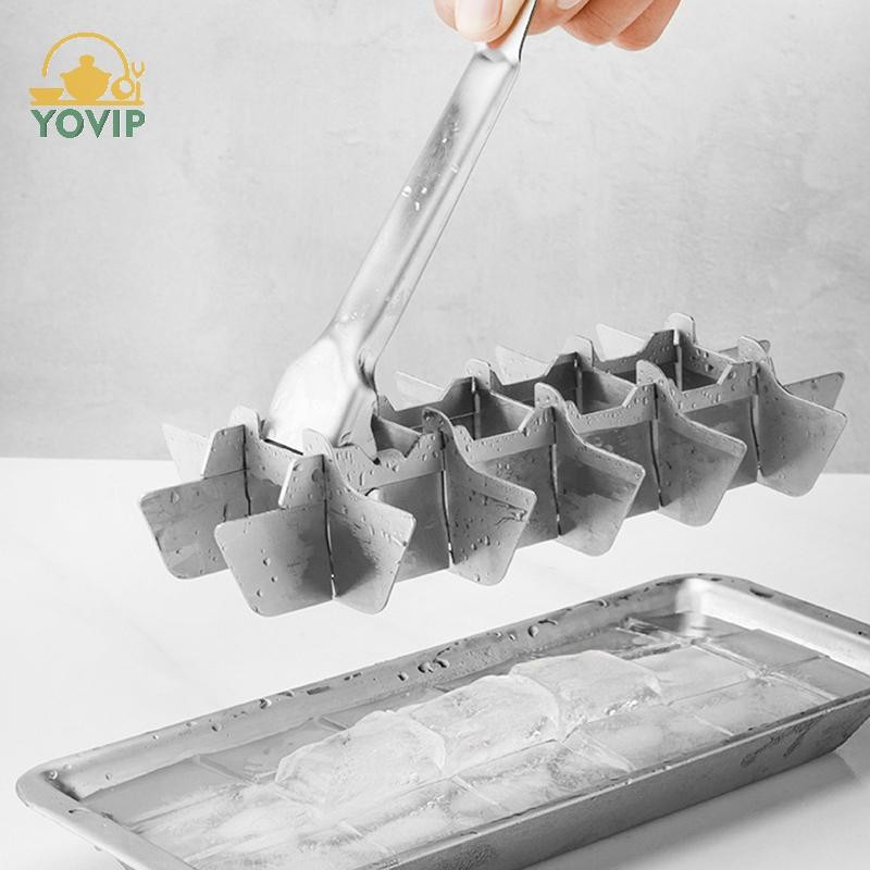 Khay inox YOVIP dùng cho tủ đông, khay đá kim loại có cần gạt, khay đá lấy cảm hứng từ VN cổ điển