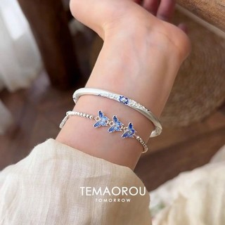 Cảm giác mát mẻ Xếp chồng lên nhau Vòng tay bạc bướm xanh dành cho nữ