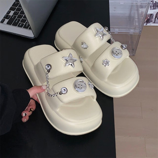 Xixitiao Dây Xích Thời Trang Ngôi Sao EVA Đế Mềm Cô Gái Ngọt Ngào Mát Nóng Cô Gái Phong Cách Đôi Dây Dép