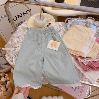 Mùa Hè Phong Cách Mới Bé Gái Quần Ren Mỏng Thường Ngày Crop Quần Thẳng Trẻ Em Bé Thời Trang Quần Rời