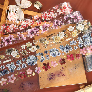 JIANWU 600cm Vintage Hoa Khói Phong Cảnh Chất Liệu Cắt Băng PET Sáng Tạo DIY Tạp Chí Sổ Lưu Niệm Văn Phòng Phẩm