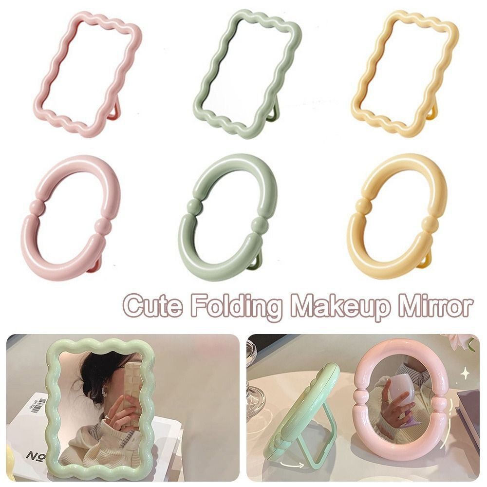 Gương trang điểm EBINLANDS, Gương gấp dày có thể điều chỉnh, Gương làm đẹp màu kẹo độ nét cao sáng tạo Ký túc xá sinh viên