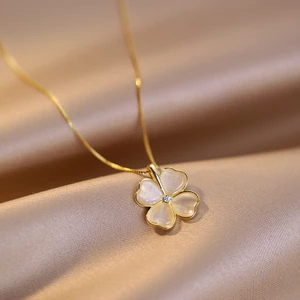 Vòng cổ cỏ ba lá opal cho nữ, mặt dây chuyền bền màu