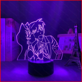 GC9 Thám Tử Lừng Danh Conan Đèn Ngủ Anime 3d Đèn Acrylic Từ Xa LED Sạc USB Chiếu Sáng Haibara Ai Ran Trang Trí Nhà Quà Tặng