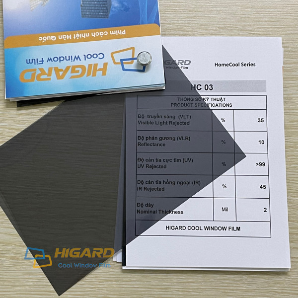 Phim cách nhiệt Xám Khói Nhạt chống nắng, cách nhiệt, dán kính chống UV, IR Cao Cấp HC03 khổ 1.52m