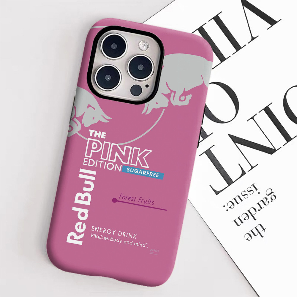 F1 RED BULL, Ốp Điện Thoại Nền Màu Hồng Cho iPhone 17 16 15ProMax 14Pro 13 12 13mini Samsung S24 S22 S25 2in1 ốp Lưng Cứng Bóng