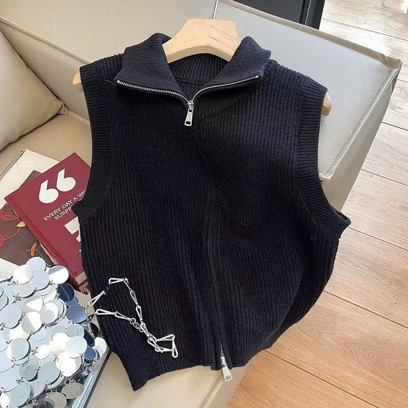 Áo ghile len thu đông phối khóa kéo chất liệu len dệt kim mềm mại hàng cao cấp hottrend BA SP371