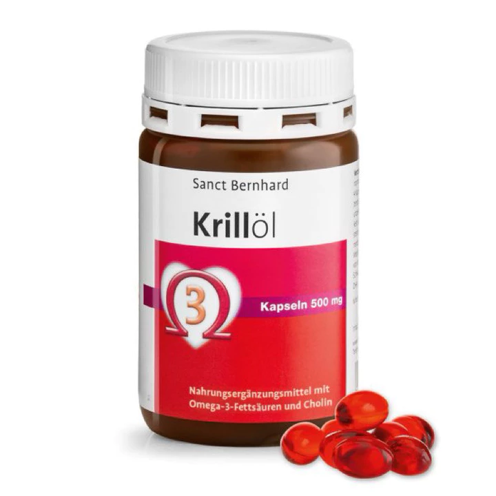 Viên nang bổ sung chất béo từ dầu nhuyễn thể Krill Oil Sanct Bernhard - Lọ 90Viên
