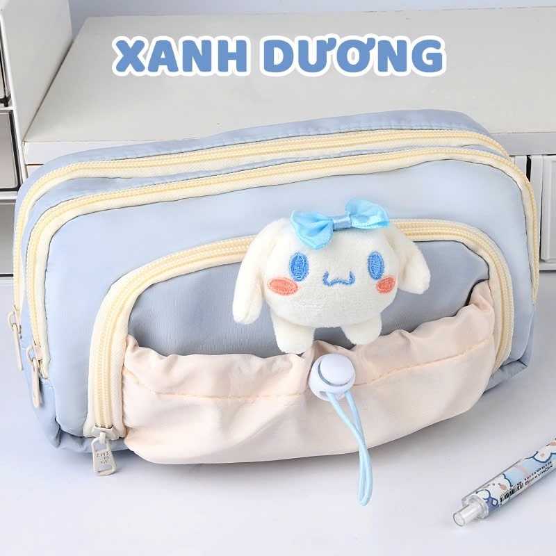Túi Đựng Bút Học Sinh Dung Tích Lớn - Hộp Bút Vải Canvas Dây Rút Nhiều Ngăn, Phong Cách Hàn Quốc Đơn Giản