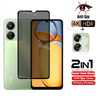 Redmi 13C 4G POCO C65 Kính cường lực riêng chống gián điệp Full Cover Bảo vệ màn hình Chống Peek 2in1 Phim riêng tư + Bảo vệ ống kính Xiaomi POCO C65 Redmi13C