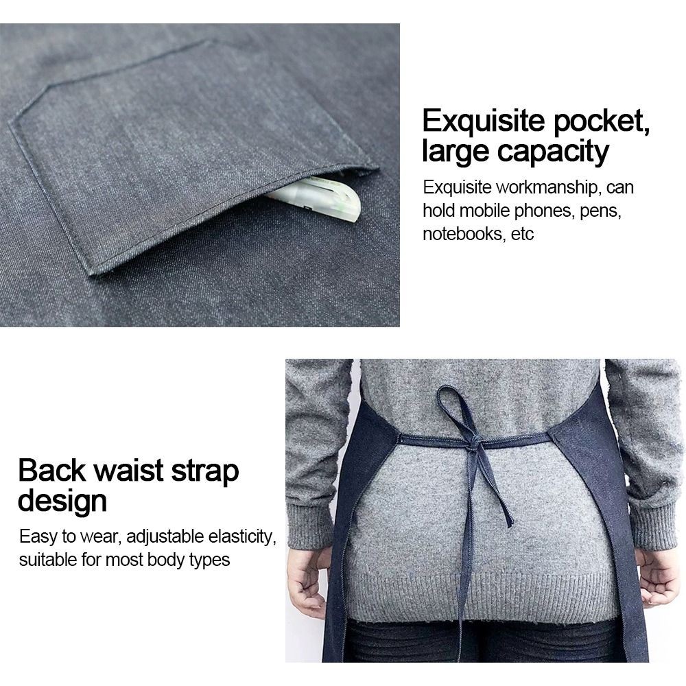 Tạp dề làm việc JIGK, với 1 túi Tạp dề cao bồi dày, Tạp dề bồi bàn Unisex chống mài mòn thời trang