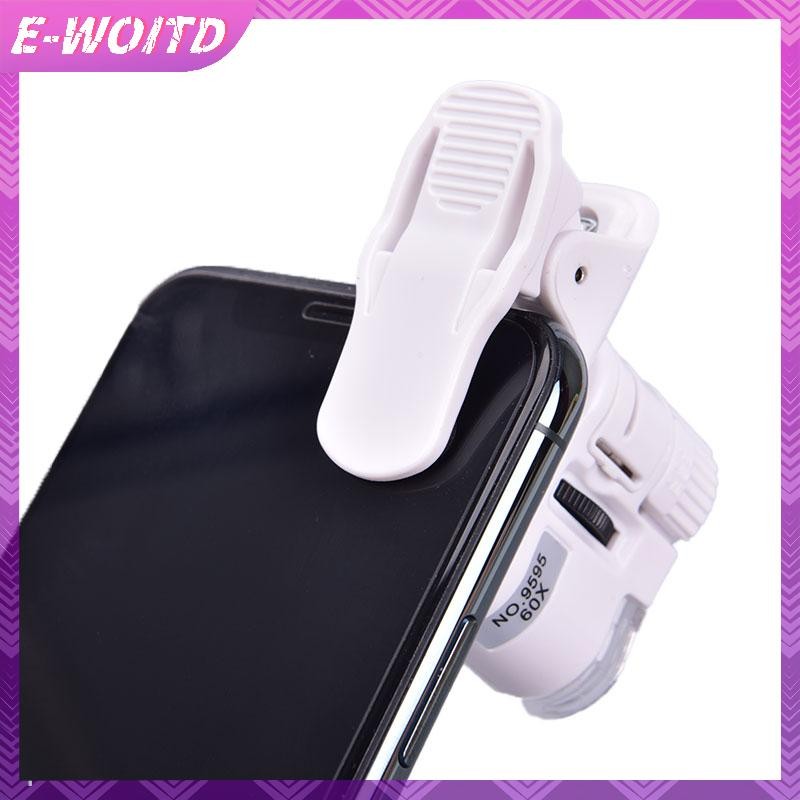 E-WOITD Kính lúp điện thoại di động 60X Dụng cụ LED đa năng có kẹp Camera vi mô HNVN