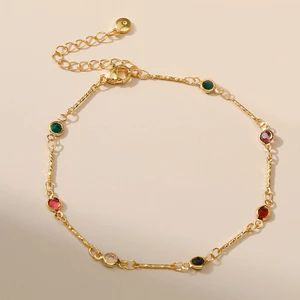 Vòng chânadjustable dây chuyền với zircon nhiều màu, phù hợp xu hướng thời trang hiện đại