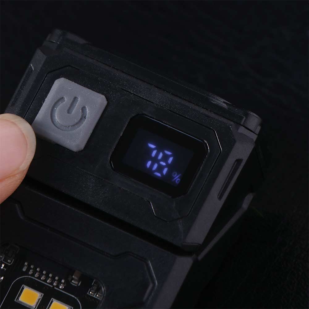 LOMBARD đèn pin móc khóa siêu sáng, sạc USB, đèn COB cảnh báo, đèn flash, kẹp mũ, làm việc di động, chạy bộ