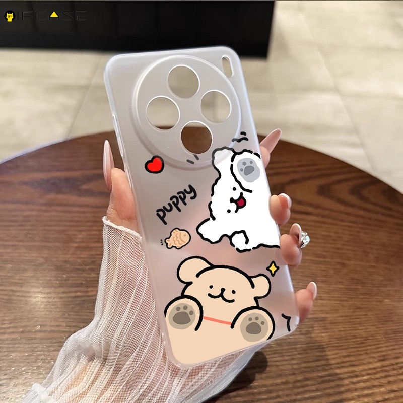 Dành Cho Xiaomi Poco X8 17 Pro Max Ultra Civi 5 Pro PocoX8ProMax Ốp Điện Thoại Màu Trắng Mờ Dây Chó Con Hoạt Hình Tình Yêu Mờ Trong Suốt Vỏ Mềm