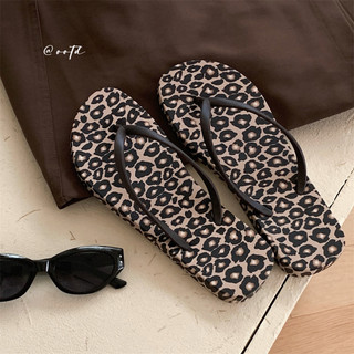 Xixitiao Flip-Flops Nữ Đi Biển Kỳ Nghỉ Châu Âu Phong Cách Mỹ Da Báo Độc Đáo Mùa Hè Mặc Ngoài