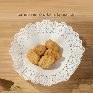 COMBO 140 Giấy Thấm Dầu Ăn Lót Bánh Giấy Nến Đục Lỗ Tròn Thấm Dầu Mỡ Chiên Dán Nồi Chiên