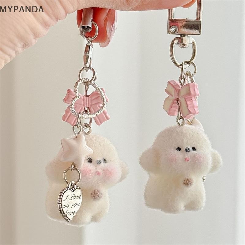MYPANDA Hoạt Hình Dễ Thương Động Vật Đáng Yêu Đổ Xô Gấu Con Chó Con Nơ Đính Hạt Móc Khóa Mặt Dây Chuyền Ba Lô Túi Trang Trí Dây Xích Điện Thoại Cặp Đôi Quà Tặng.