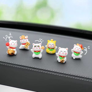 Mini Mèo May Mắn 6 Chiếc Đồ Chơi Beckoning Mèo Các Bức Tượng Trang Trí May Mắn Giàu Có Mèo Con Nhà Để Bàn Trang Trí Xe Hơi Phụ Kiện