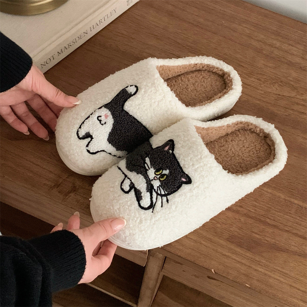 XIXITIAO Dép Cotton Thu Đông Ấm Áp Nam Nữ Cặp Đôi Mèo Con Dễ Thương Chó Con Nhà