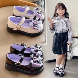 giày búp bê bé gái giày bệt cho bé da bóng mềm êm chân chống trượt đen trắng cho bé từ 3 tuổi kurumi XD 337