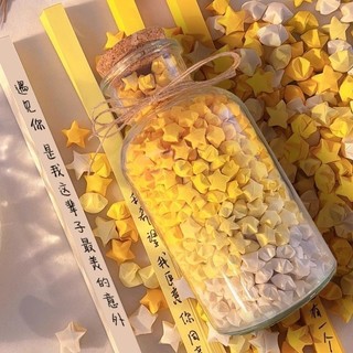 Chúc Chai Thủy Tinh Ngôi Sao May Mắn Origami Gradient Vàng diy520 Quà Tặng Sinh Nhật Chúc Chai Trôi Bình