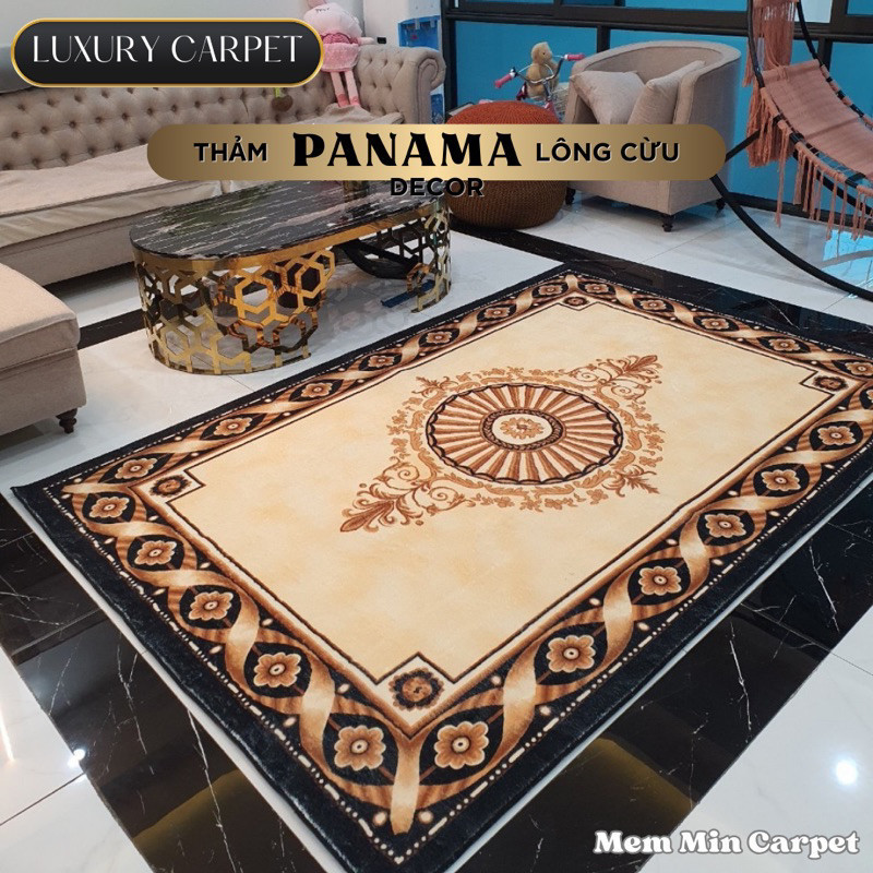 Thảm Panama Lông Cừu Cao Cấp 1m6x2m3- MemMinCarpet Họa tiết sang chảnh, làm cho căn nhà thêm trang trọng (1) - TH73