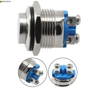 Luvn12v 16mm Nút nhấn chống nước bằng kim loại tạm thời KHÔNG có công tắc còi khởi động bằng đồng thau